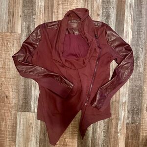 Blank NYC Women’s Maroon Moto Style Faux Leather Wrap Jacket